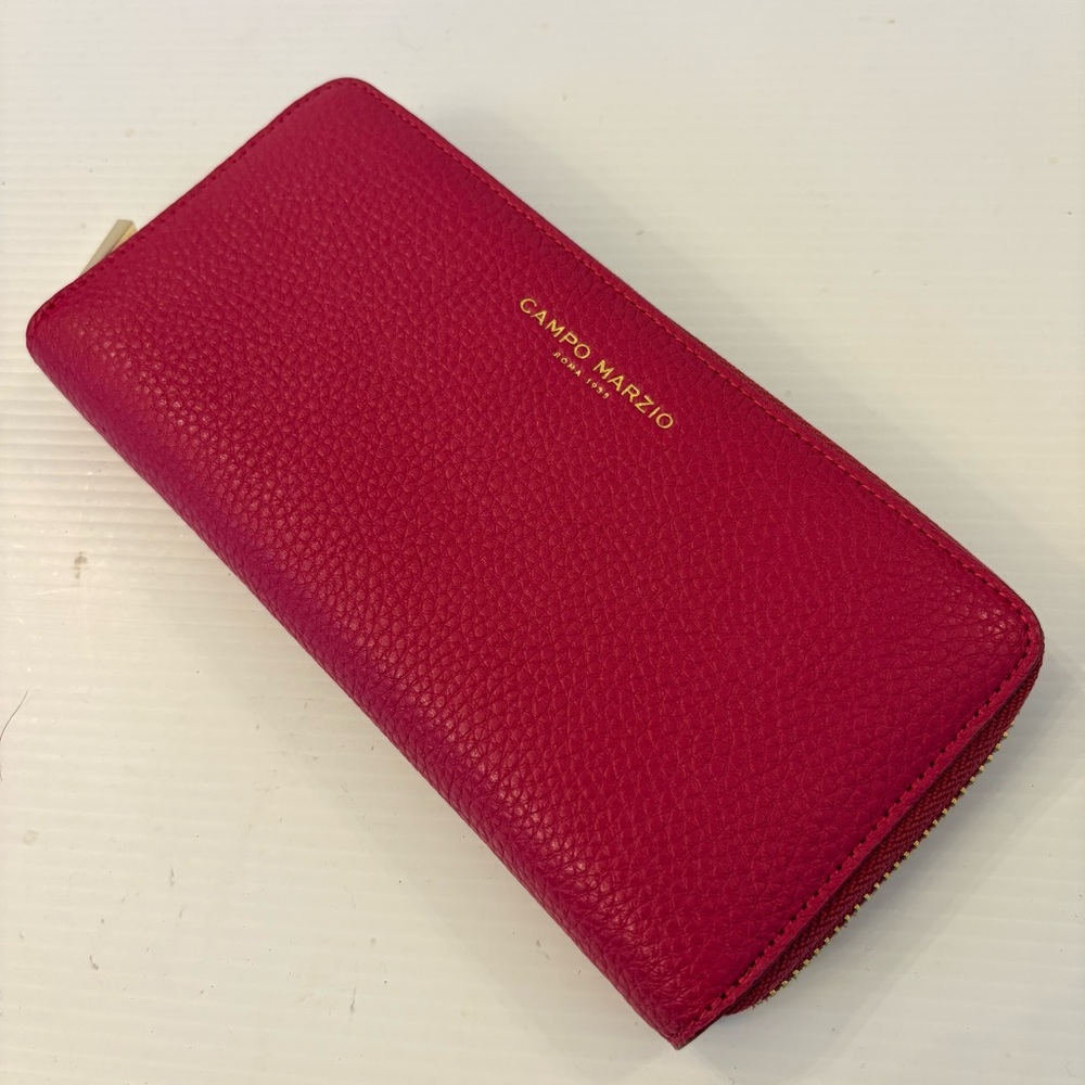 Campo Marzio Italy Leather Wallet Elegant Solid Essential Organizer Zipper Case